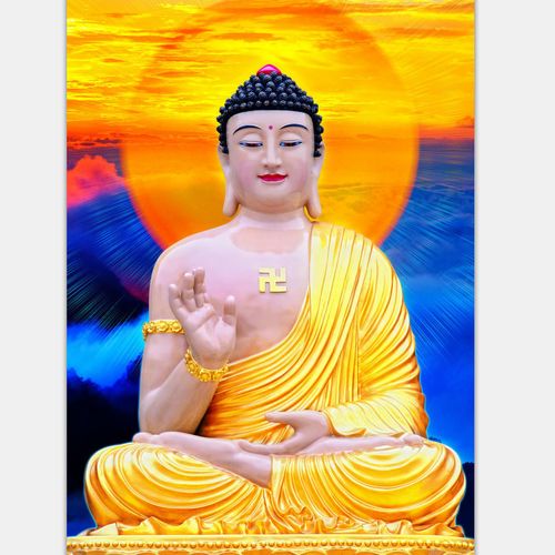 释迦牟尼佛像挂画净土释迦摩尼佛阿弥陀佛菩萨佛像画像