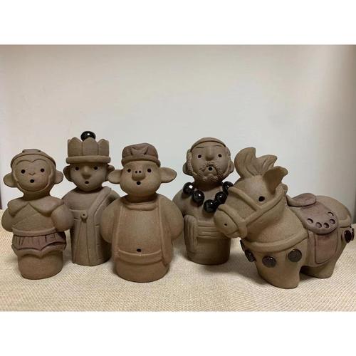 特价 陶土西游小组合泥塑摆件 手工手偶泥塑 创意泥人 送朋友礼物