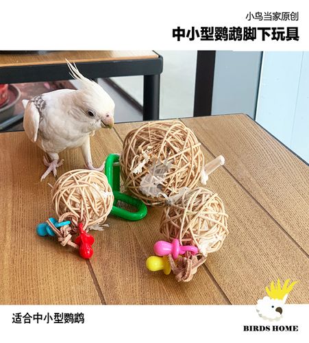 小鸟当家鹦鹉脚下玩具 鹦鹉藤球玩具 棒棒糖 脚爪玩具