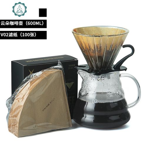 咖啡滤杯玻璃细口壶v60冲泡咖啡粉过滤纸滴漏云朵壶手冲器具套装 封后