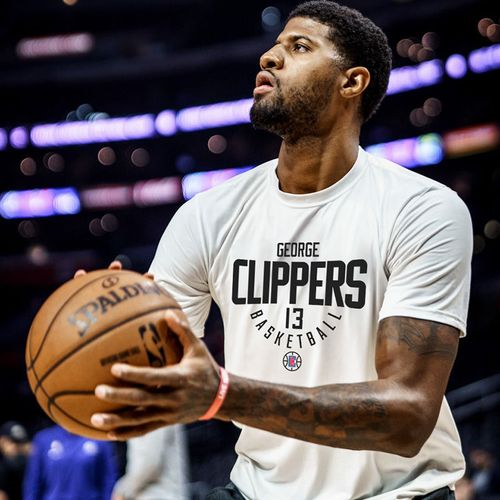 保罗乔治同款短袖t恤男快船队pg篮球运动宽松大码纯棉球衣训练服