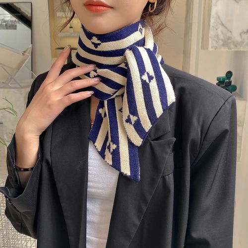 22l交叉短款小围巾女秋冬季针织毛线领巾百搭装饰脖套韩版护颈围