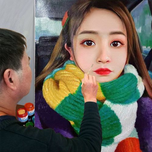 肖像油画定制照片人物纯手绘玄关客厅装饰画欧l式风景挂画头像代