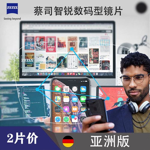 蔡司智锐亚洲版 1.50 1.60 1.67 1.74数码型防蓝光变色抗疲劳镜片
