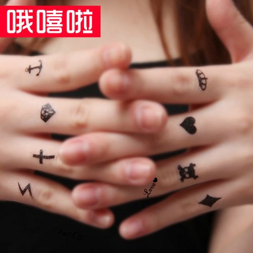 五角星蜘蛛十字架逼真纹身贴纸 lt217 手指贴