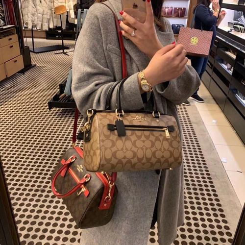 2021新款正品coach/蔻驰女包单肩斜挎水桶包手提波士顿包