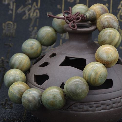 博皓定制绿檀木手串15mm圆珠佛珠手链 男女款饰品沉香木文玩 绿檀15mm