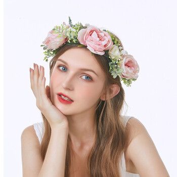 头戴花环人气发夹发箍新鲜出炉未镶嵌发带式冠花环头饰防真花公主网红