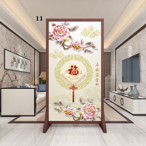 中式屏风隔断墙客厅玄关办公室酒店遮挡家用双面简易移动风水座屏 zy