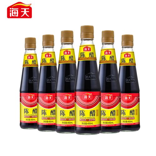 海天陈醋450ml*6瓶装 酿造食醋 凉拌饺子蘸醋 清香浓郁醇香调味品