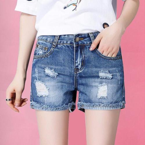 高腰牛仔短裤女宽松2020新款夏韩版百搭网红显瘦a字阔腿破洞短裤
