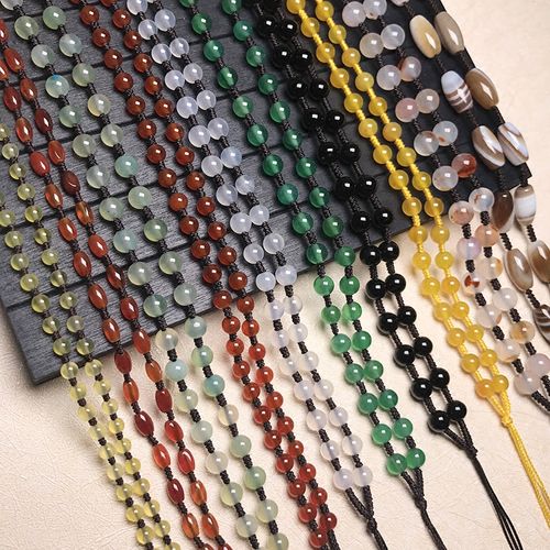 手工编织b天然玉髓珠链挂绳男女项链diy吊坠串珠挂件