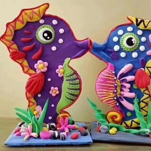 diy手绘海马模板 彩泥海马制作木胚 海马彩泥手工制作 幼儿园手工
