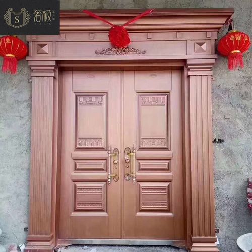 奢极别墅大门锌合金仿铜门对开门甲级非标门定制农村四开大门进户大