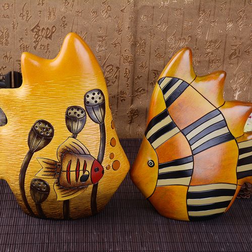 娑娜依 装饰品摆件创意客厅酒柜摆设家居饰品陶瓷鱼工艺品现代简约