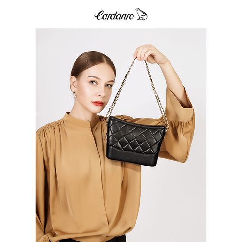 卡丹路包包女2021新款潮时尚百搭高级感斜挎菱格链条流浪包水桶包