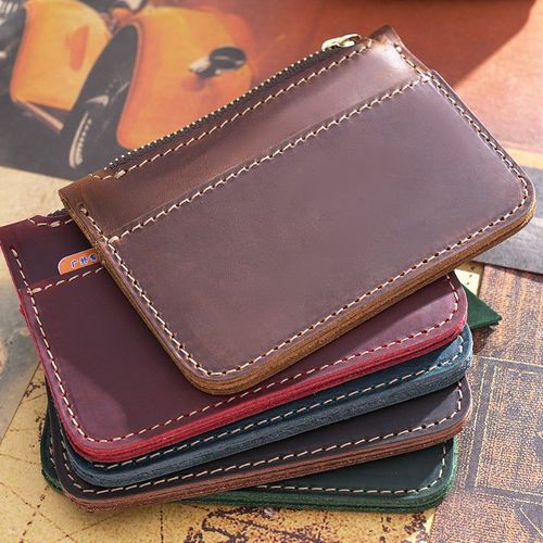 高档人拉车缝线复纳零男女u钱包气链款收古牛皮迷你硬币女包小ins