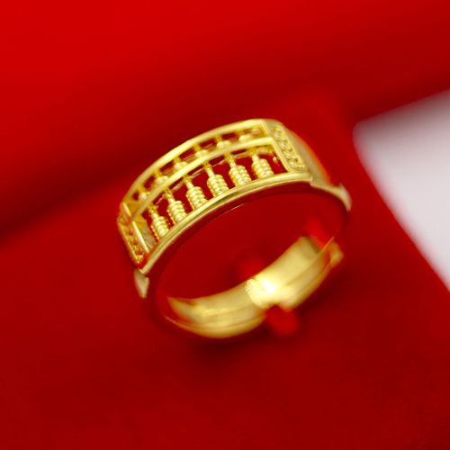 黄金活口戒指 男女款情侣对戒 招财金算盘黄金戒指  999足金戒指