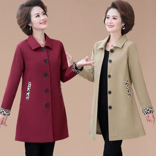 卡茹恋 中年女装秋装妈妈中长款风衣外套休闲宽松洋气长袖上衣女