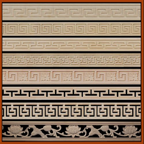 东阳木雕榉木中式长城线回纹线雕花线实木线条吊顶边线相框装饰线