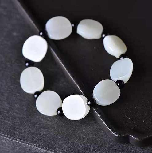 天然和田玉白玉龟壳手串男女款正品玉石手链富甲天下手饰带证书