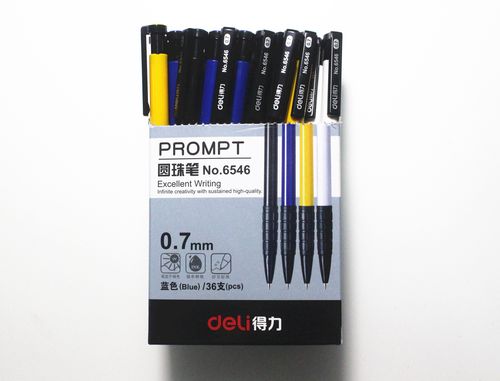 得力圆珠笔 按动原子笔蓝色油笔 学生文具办公用品批发包邮36支装