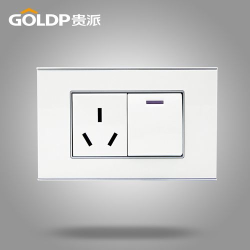贵派开关插座钢架一开带空调单控一开双带三孔含面板白118型通用