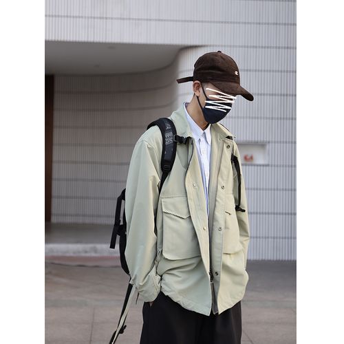 lh store 2021ss 日系简约cityboy风格二袋宽松抽绳夹克外套-三色