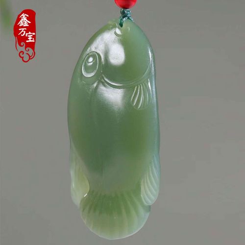 孤品和田玉碧玉鱼挂件立体男女款项链富贵有余福泽长绵玉石吊坠