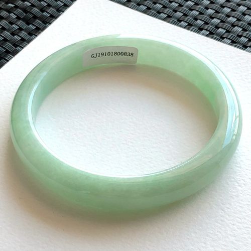 牧思 58圈口果绿圆镯 编号0838翡翠手镯 天然缅甸冰糯种玉手镯 女款