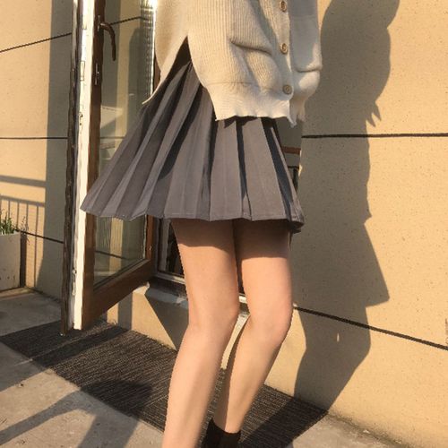 2020春夏韩版高腰百褶裙修身显瘦学院ins风半身裙女学生短裙子灰