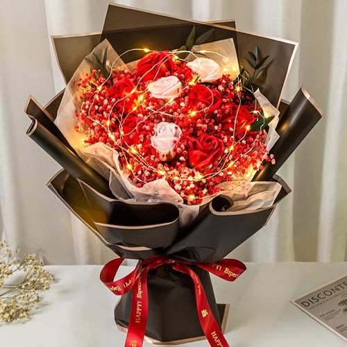 花创意香皂花混搭鲜红玫瑰花束生日礼物女生结婚纪念日送女友老婆朋友