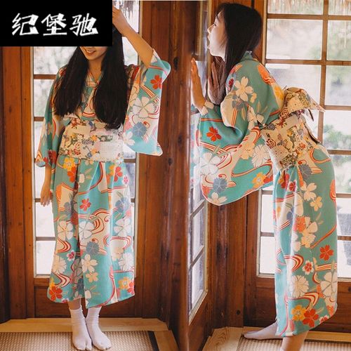 青色和服简易腰封头扇子 均码