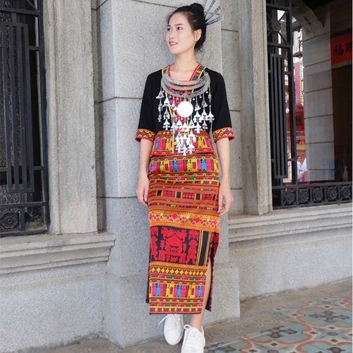 2022海南黎族服装新款长裙套装黎锦服饰哈杞方言润赛方言美孚方言