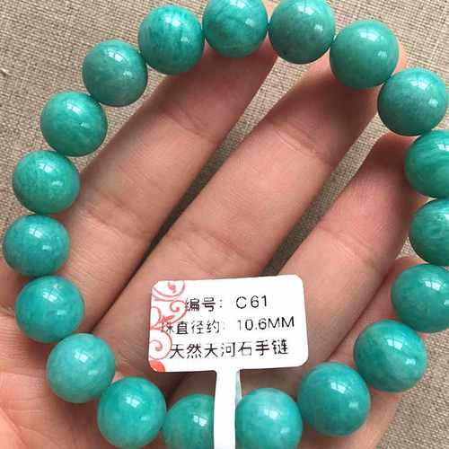 新货天然老矿天河石手链 莫桑比克老料天河石单圈饰品手串女款