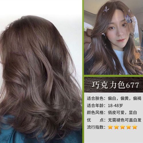 臻羞染发剂黑色纯染头发颜色学生流行彩色 巧克力色 c677()
