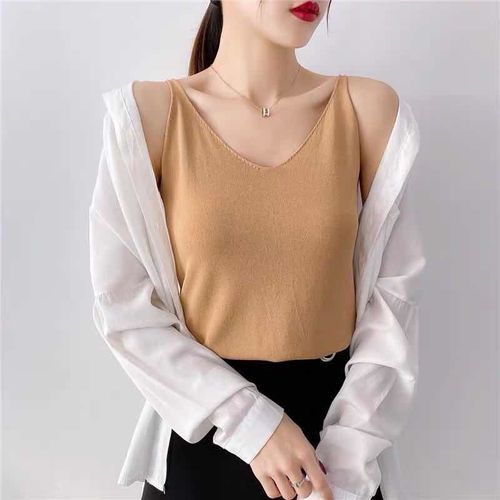 浪莎吊带衫女生针织冰丝背心女外穿内搭小背心女200斤女无袖背心女