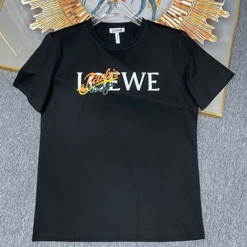21ss新款圆领纯棉t恤男女loewe印花图案短袖舒适宽松潮韩版男