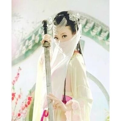 女新款面纱古代蒙面清新古装美女面纱雪纺纱巾白色粉红色头巾盖头