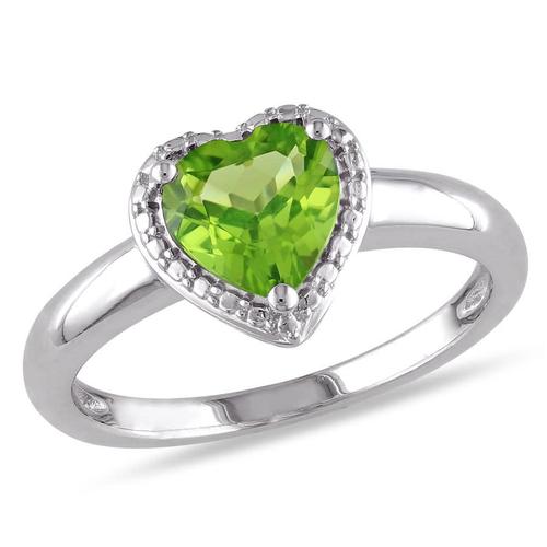 amour戒指|1 1/3 ct tgw peridot heart ring in sterling silver