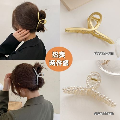 清晨的星星 韩国ins优雅气质珍珠抓夹后脑勺发夹头发夹子头饰大号发抓