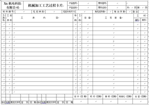 机械加工工艺过程卡片cad模板机械加工工艺过程卡片word模板