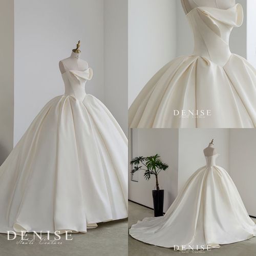 丹妮斯品牌正版正品denise婚纱茜茜公主抹胸缎面拖尾婚纱出租