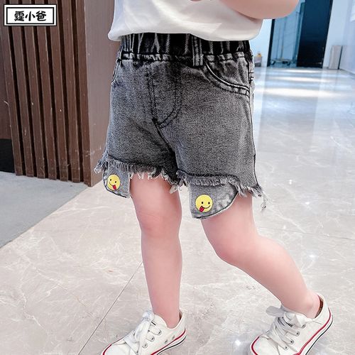女童夏季牛仔短裤洋气2021新款时髦网红中小女宝宝短裤子v外穿薄