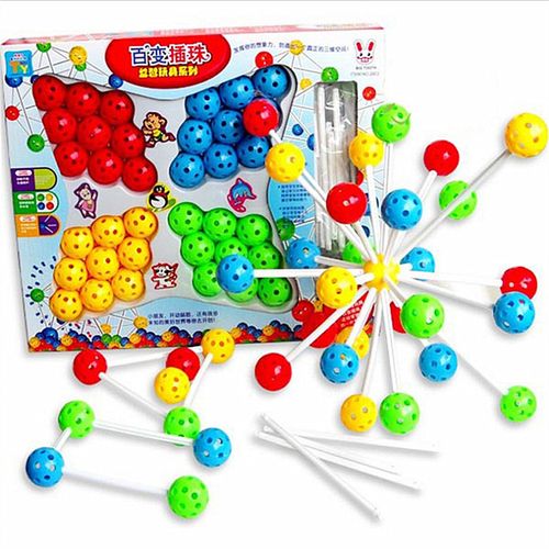 幼儿园小班语言区区域玩具材料小童建构区儿童百变插珠益智玩教具