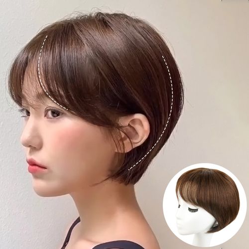 假发女挂耳短发波波头真人发丝自然韩式发型全头套圆脸造型假发套