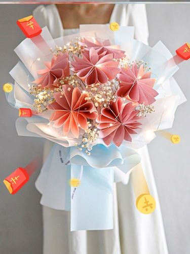 情人节一束花送女朋友有钱花花束材料女生放钱的生日礼物小众高级