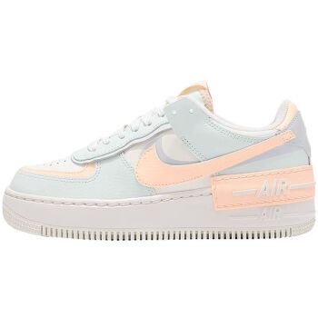 af1空军一号马卡龙板鞋淡蓝粉低帮女鞋糖果拼接解构双钩厚底增高 淡蓝