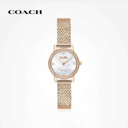 coach/蔻驰audrey系列时尚质感母贝表盘手表女士钢表链手表小金表