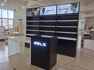 定制烤漆产品陈列展示柜悦刻灯箱高柜背柜中岛体验柜台收银吧台